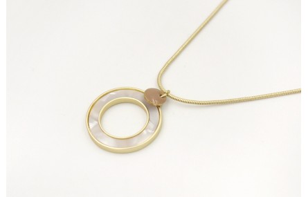 Solitario cadena cordón oro mate con colgante disc