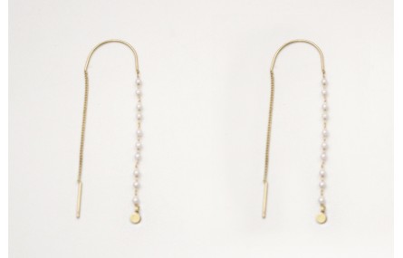 Pendientes curva con cordón cadena oro mate y cade