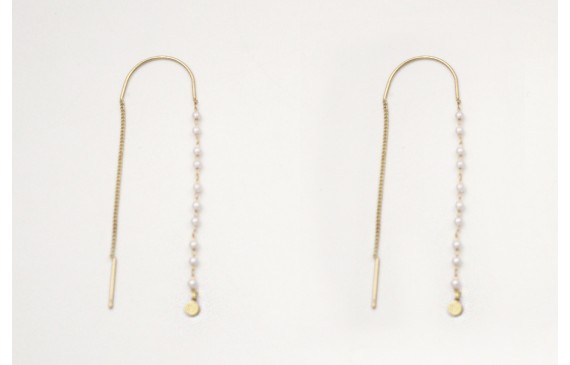 Pendientes curva con cordón cadena oro mate y cade