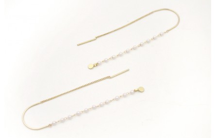 Pendientes curva con cordón cadena oro mate y cade