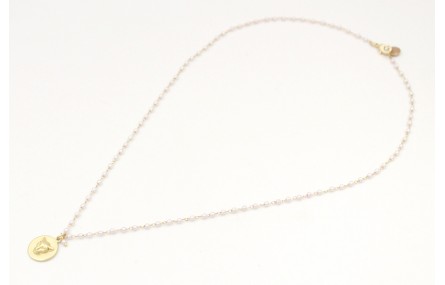 Solitario con cadena de microperlas y colgante dis