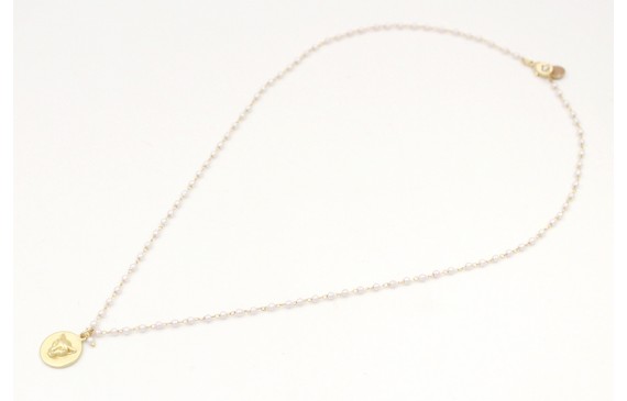 Solitario con cadena de microperlas y colgante dis