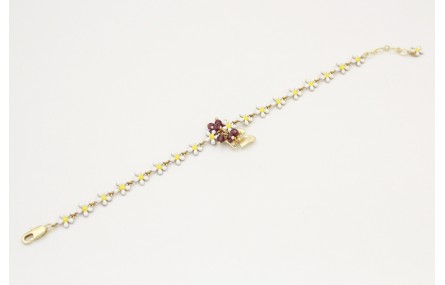 Pulsera cadena margaritas blancas y amarillas con 