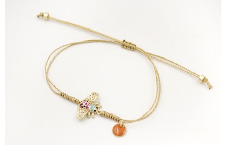 Pulsera nudo serpiente con hilo oro pálido con abe