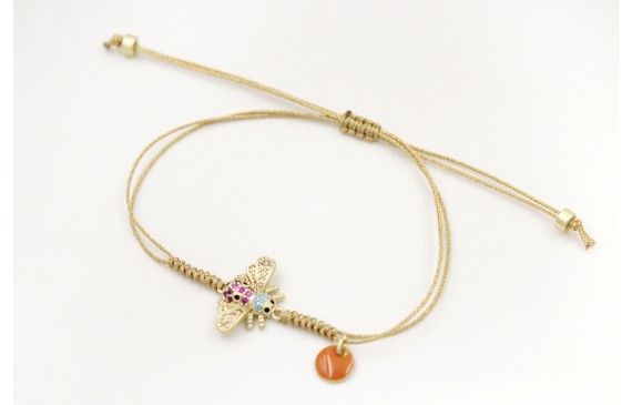 Pulsera nudo serpiente con hilo oro pálido con abe