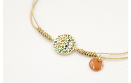 Pulsera nudo serpiente con hilo oro pálido con dis