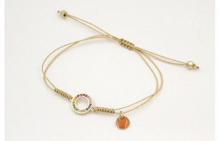 Pulsera nudo serpiente con hilo oro pálido con aro