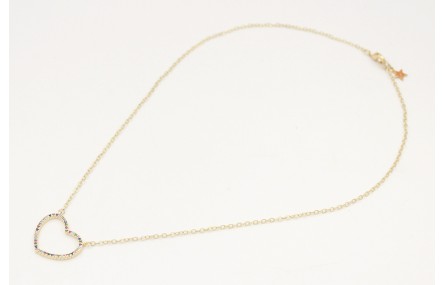 Solitario cadena eslabón pequeño oro mate con colg