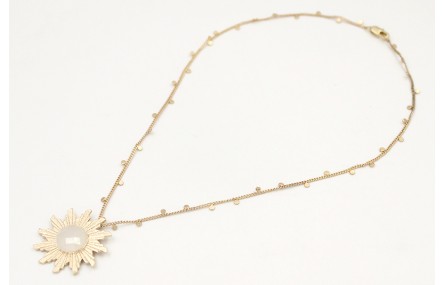 Solitario de cadena con chapitas colgantes oro mat