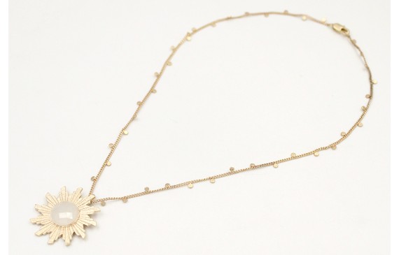 Solitario de cadena con chapitas colgantes oro mat