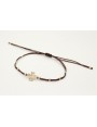 Pulsera hilo macramé marrón chocolate con tubitos 