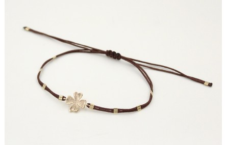 Pulsera hilo macramé marrón chocolate con tubitos 