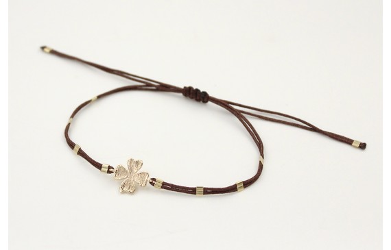 Pulsera hilo macramé marrón chocolate con tubitos 