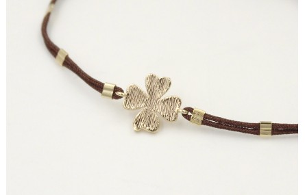 Pulsera hilo macramé marrón chocolate con tubitos 