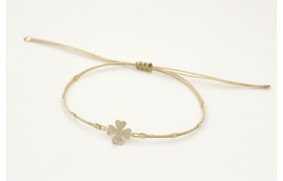 Pulsera hilo macramé metálico dorado pálido con tu