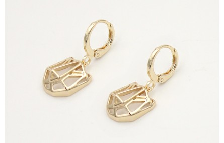 Pendientes aro seguridad dorado con colgante cabez