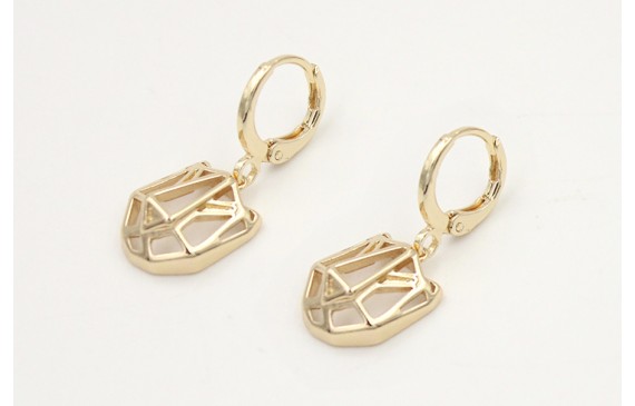 Pendientes aro seguridad dorado con colgante cabez