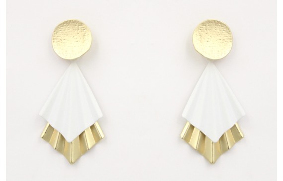 Pendientes perno disco oro mate con colgante trian