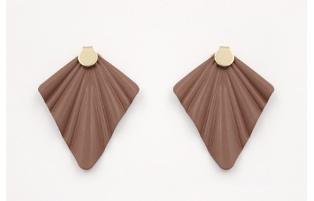 Pendientes perno disco con presión oro mate con tr