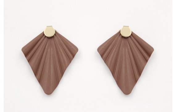 Pendientes perno disco con presión oro mate con tr