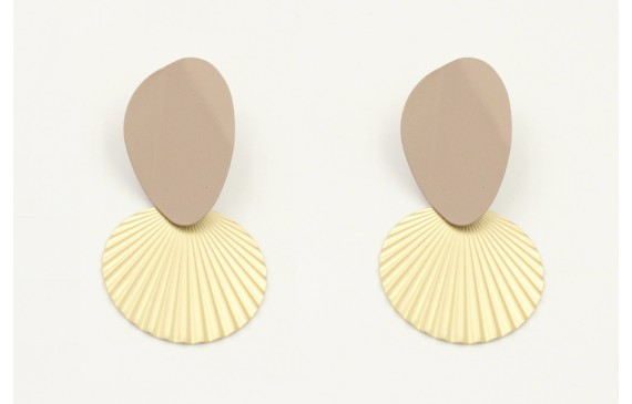 Pendientes perno ovalo doblado esmalte visón mate 