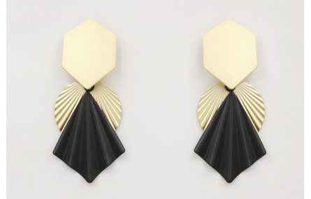 Pendientes perno hexágono dorado mate con disco on