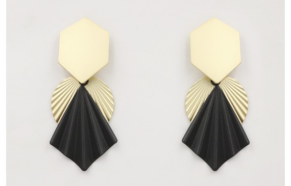 Pendientes perno hexágono dorado mate con disco on