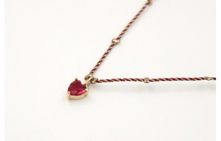 Solitario con hilo micro driza granate,oro con col