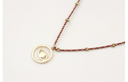 Solitario con hilo micro driza granate,oro con col