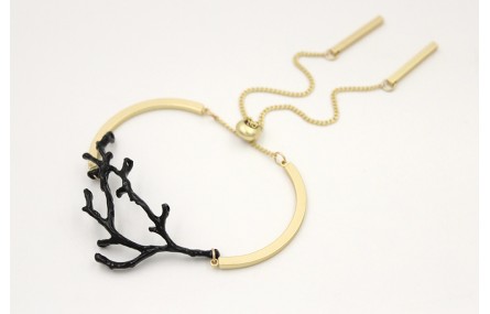 Pulsera semirrigida oro mate con rama de coral esm