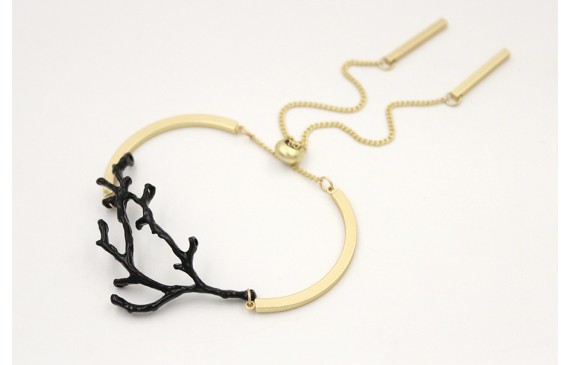 Pulsera semirrigida oro mate con rama de coral esm