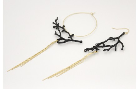 Pendientes irrregulares rama de coral esmaltada ne