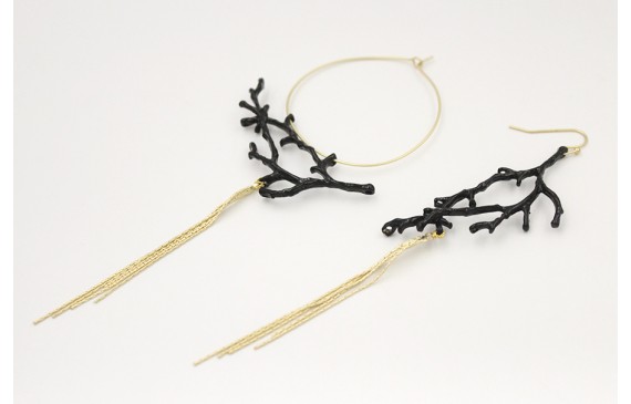 Pendientes irrregulares rama de coral esmaltada ne