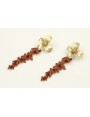 Pendientes perno flor dorado mate con colgante tir