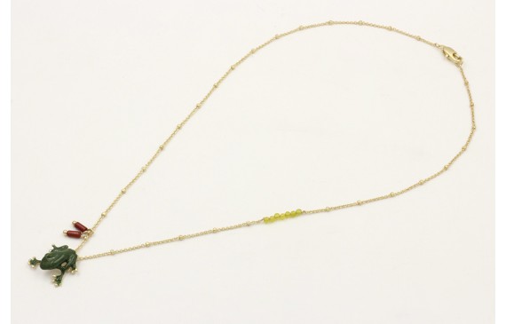 Collar cadena microbolas dorado mate, colgante ran