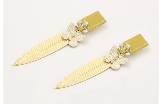 Pendientes perno rectangulo esmalte lima, colgante