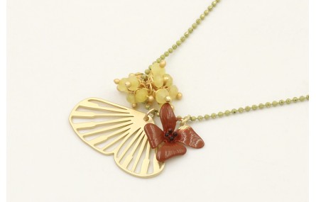 Collar cadena bolas esmalte verde pistacho, colgan