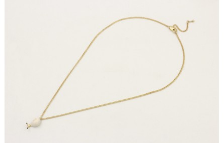 Solitario cadena eslabón plano dorado mate con col