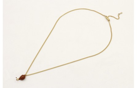 Solitario cadena eslabón plano dorado mate con col