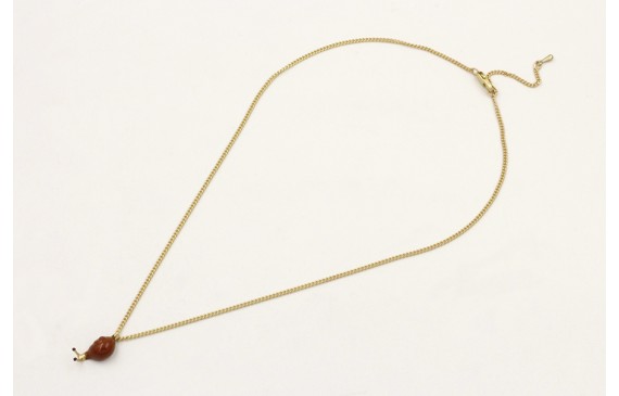 Solitario cadena eslabón plano dorado mate con col