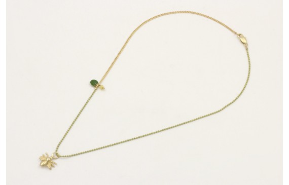 Collar de 2 cadenas una cadena bolas esmaltada pis