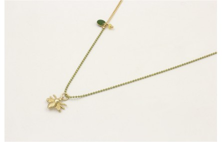 Collar de 2 cadenas una cadena bolas esmaltada pis