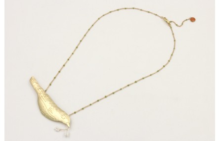 Collar cadena micro esmalte verde con colgante paj