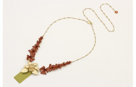 Collar cadena micro esmalte verde, colgante rectan