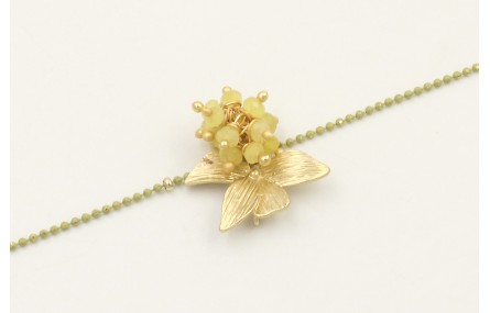 Pulsera cadena bolas esmaltada pistacho colgante 4