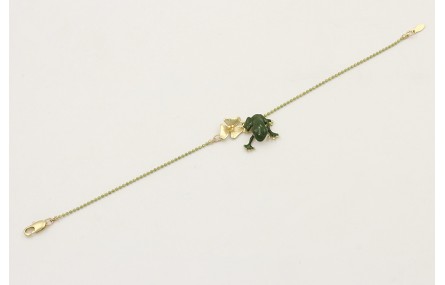 Pulsera cadena bolas esmaltada pistacho en el cent