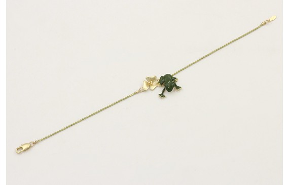 Pulsera cadena bolas esmaltada pistacho en el cent