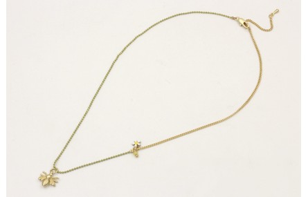 Collar de 2 cadenas una cadena bolas esmaltada pis