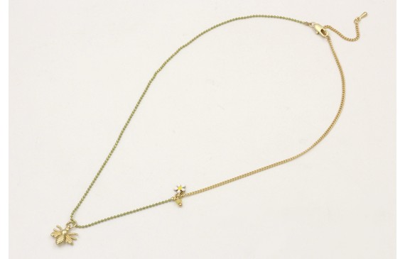 Collar de 2 cadenas una cadena bolas esmaltada pis