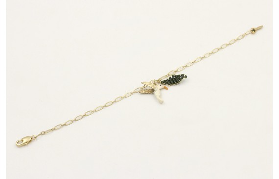 Pulsera cadena ovalos dorado mate con colgante col